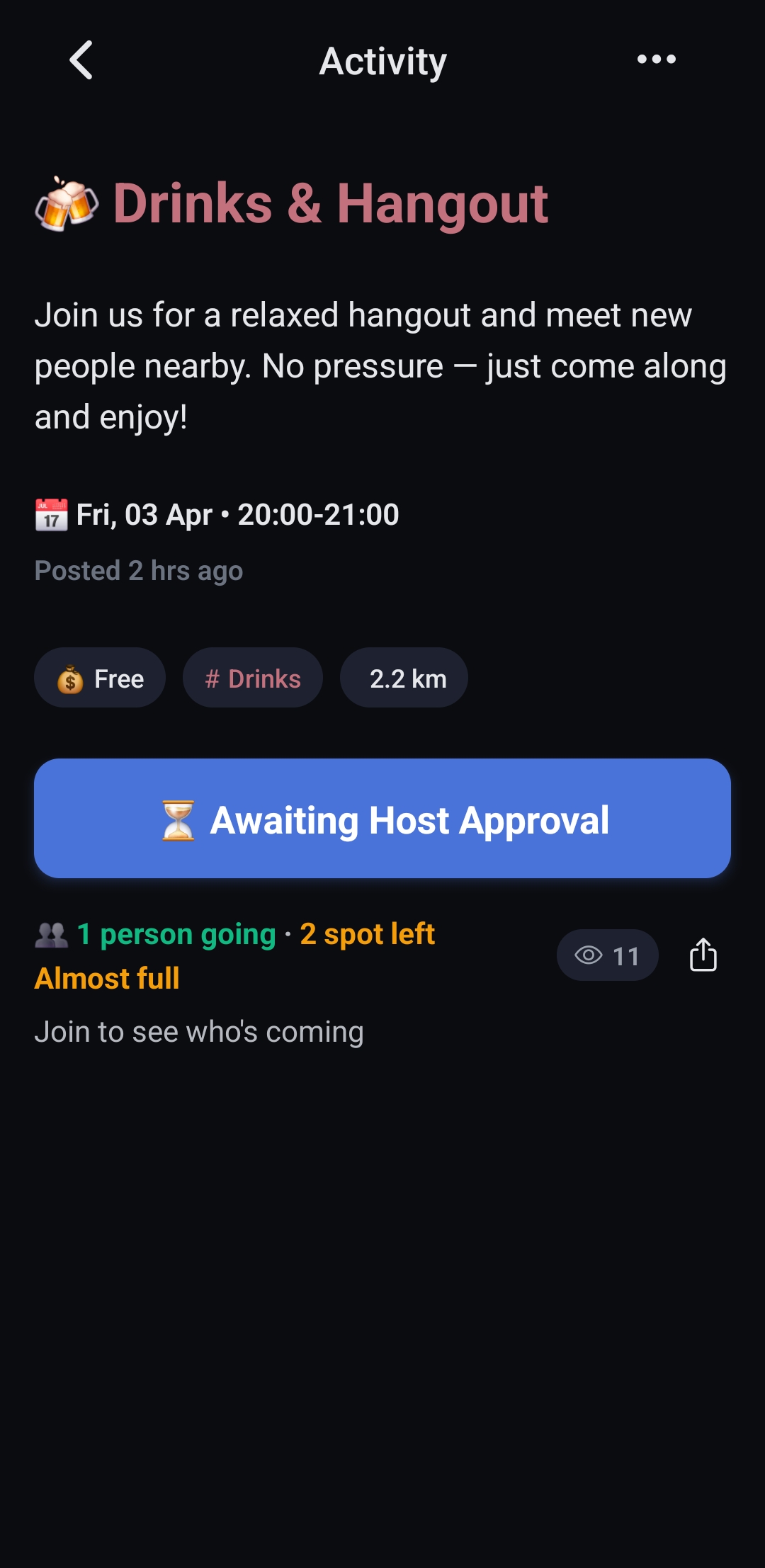 Activity Details - Requested to Join